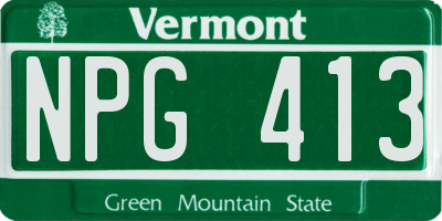 VT license plate NPG413