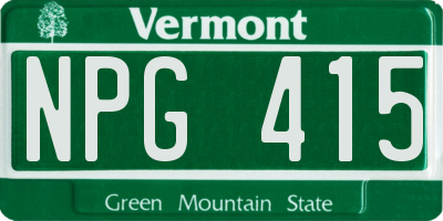 VT license plate NPG415