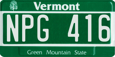 VT license plate NPG416