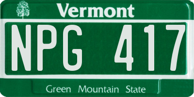 VT license plate NPG417