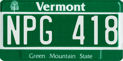 VT license plate NPG418