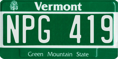 VT license plate NPG419