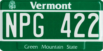 VT license plate NPG422