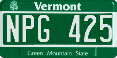 VT license plate NPG425