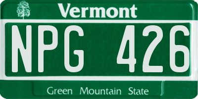 VT license plate NPG426