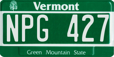 VT license plate NPG427