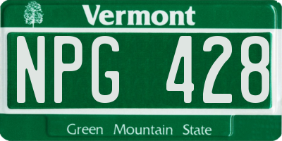VT license plate NPG428