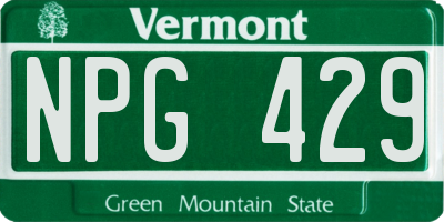 VT license plate NPG429