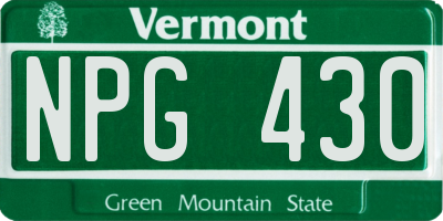 VT license plate NPG430