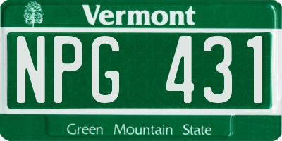 VT license plate NPG431
