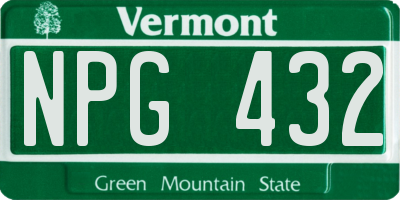 VT license plate NPG432