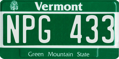 VT license plate NPG433