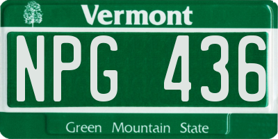 VT license plate NPG436