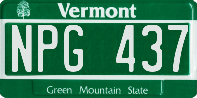 VT license plate NPG437