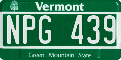 VT license plate NPG439