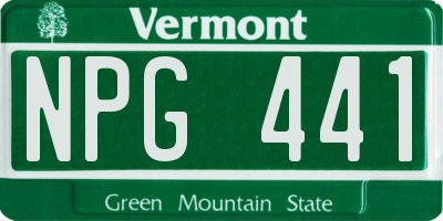 VT license plate NPG441