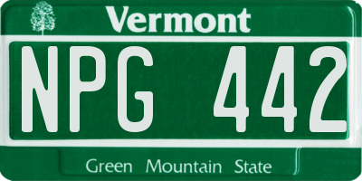 VT license plate NPG442