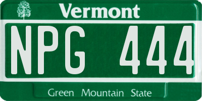 VT license plate NPG444
