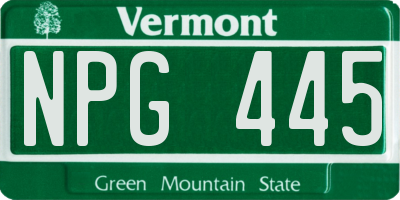 VT license plate NPG445