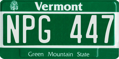 VT license plate NPG447