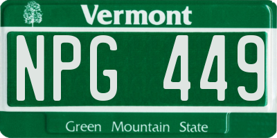 VT license plate NPG449