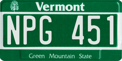 VT license plate NPG451