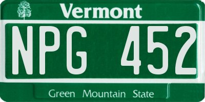 VT license plate NPG452