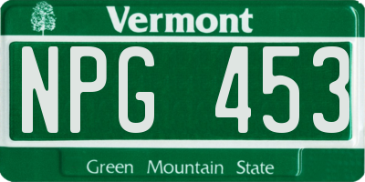 VT license plate NPG453