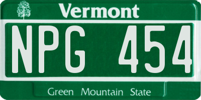 VT license plate NPG454