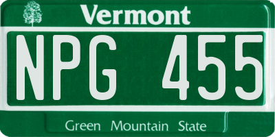 VT license plate NPG455