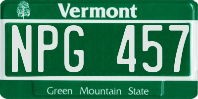 VT license plate NPG457