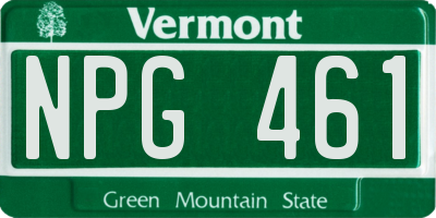 VT license plate NPG461