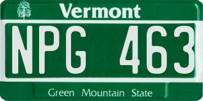 VT license plate NPG463