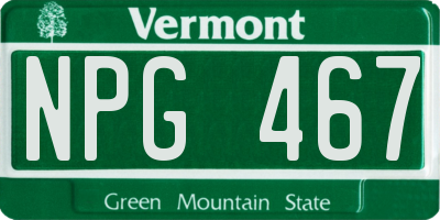 VT license plate NPG467