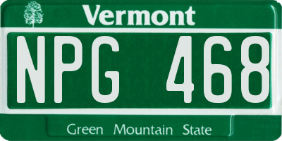 VT license plate NPG468