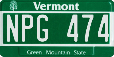 VT license plate NPG474