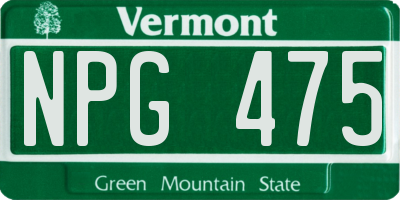 VT license plate NPG475