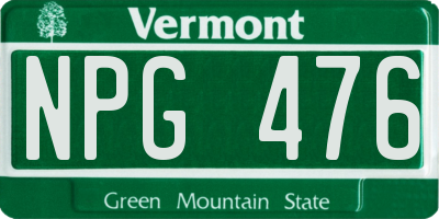 VT license plate NPG476