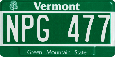 VT license plate NPG477