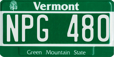 VT license plate NPG480