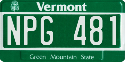 VT license plate NPG481