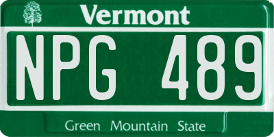 VT license plate NPG489