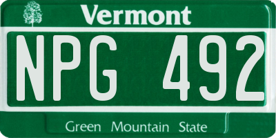 VT license plate NPG492