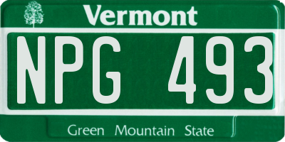 VT license plate NPG493
