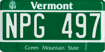 VT license plate NPG497