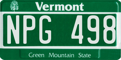 VT license plate NPG498