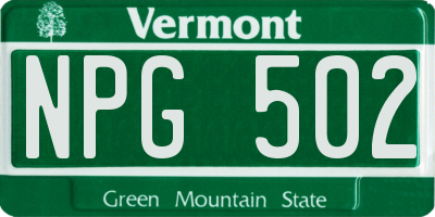 VT license plate NPG502