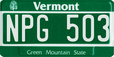 VT license plate NPG503