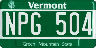 VT license plate NPG504