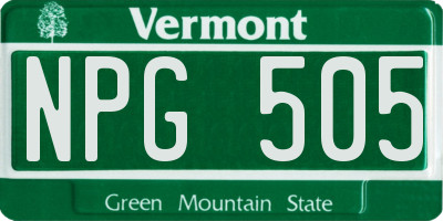 VT license plate NPG505